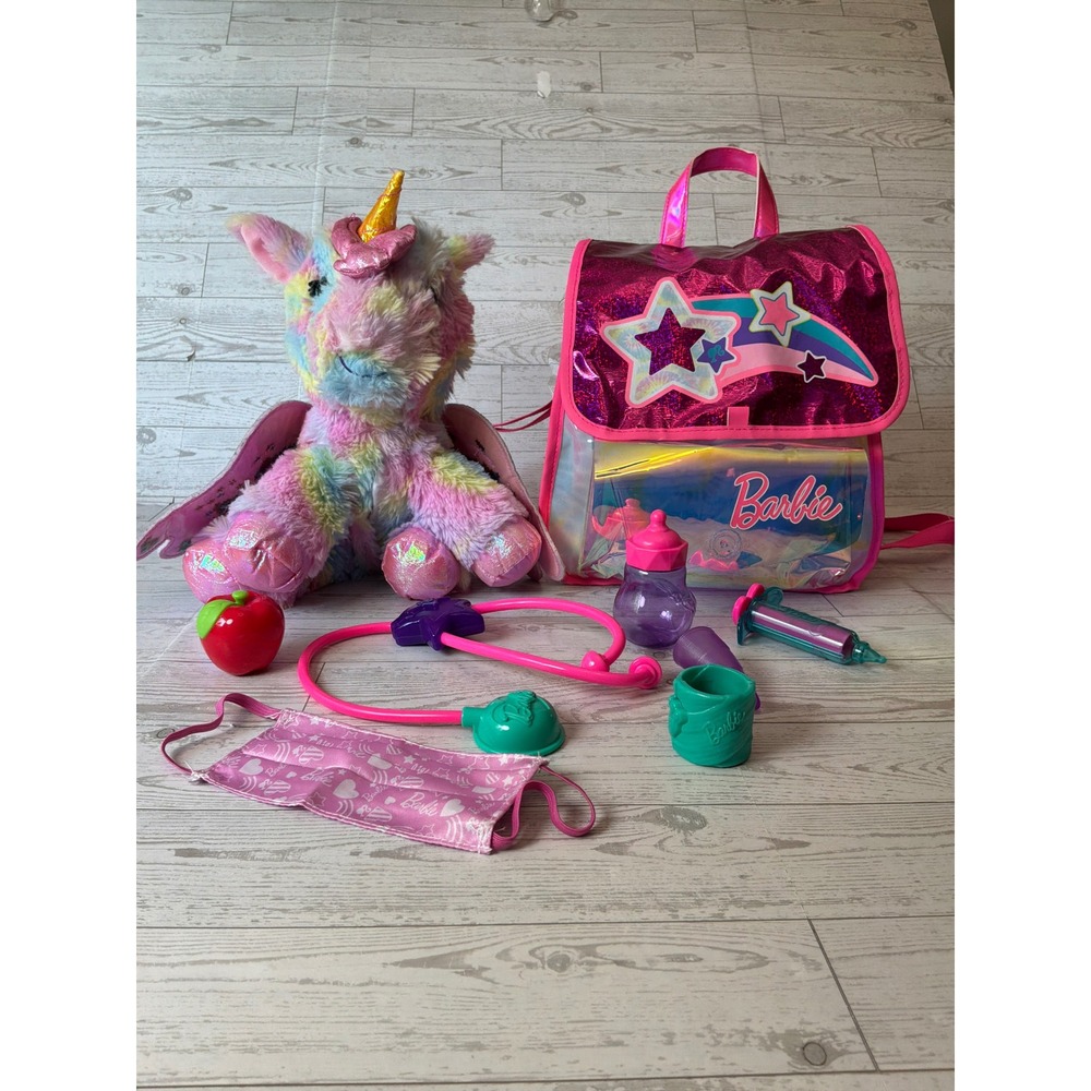 Barbie Dreamtopia Kiss & Care Unicorn Doctor Set Plush Backpack Accessories